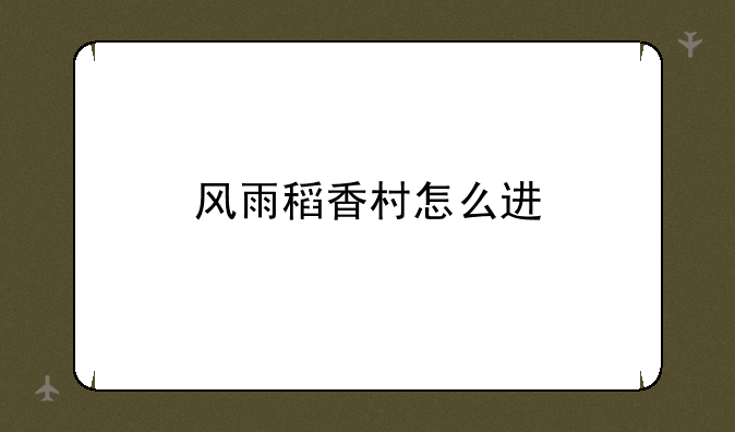 风雨稻香村怎么进