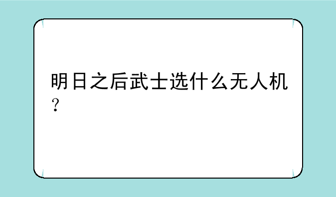 明日之后武士选什么无人机？