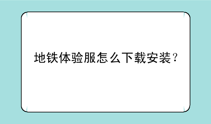 地铁体验服怎么下载安装？
