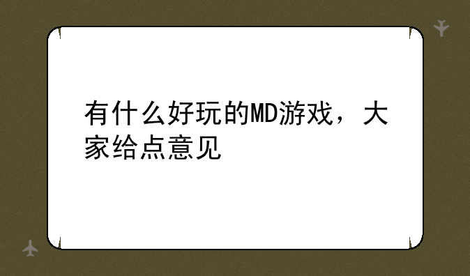 有什么好玩的MD游戏，大家给点意见