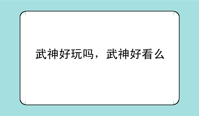武神好玩吗，武神好看么
