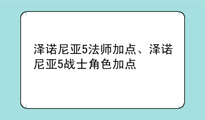 泽诺尼亚5法师加点、泽诺尼亚5战士角色加点